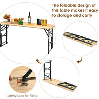 Patio Folding Picnic Table, Outdoor Large Beer Table with Adjustable Heights