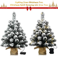 67cm Pre-Lit Snow Flocked Tabletop Christmas Tree with 8 Flash Modes