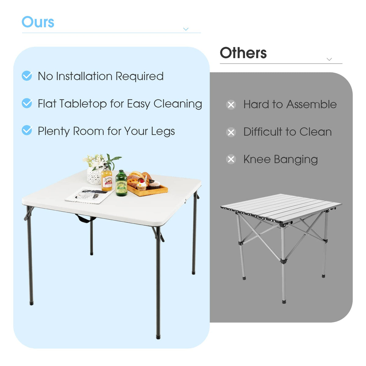 Folding Camping Table, Portable Picnic Camp Table with Handle