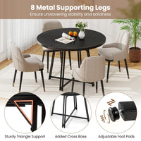 Giantex 118cm Dining Table for 4-6 People, Round Kitchen Table with 8 Metal Supporting Legs