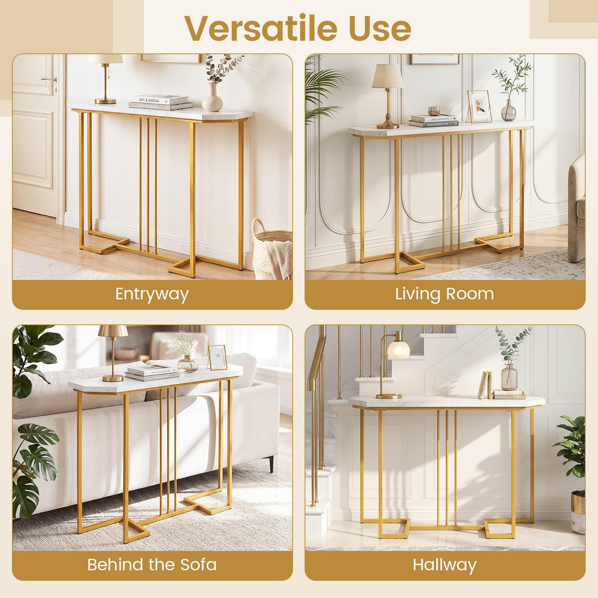 Giantex Modern Gold Console Table, 110 CM Narrow Entryway Table