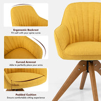 Giantex Modern Swivel Accent Chair, Dining Chair Upholstered Armchair w/Beech Wood Legs