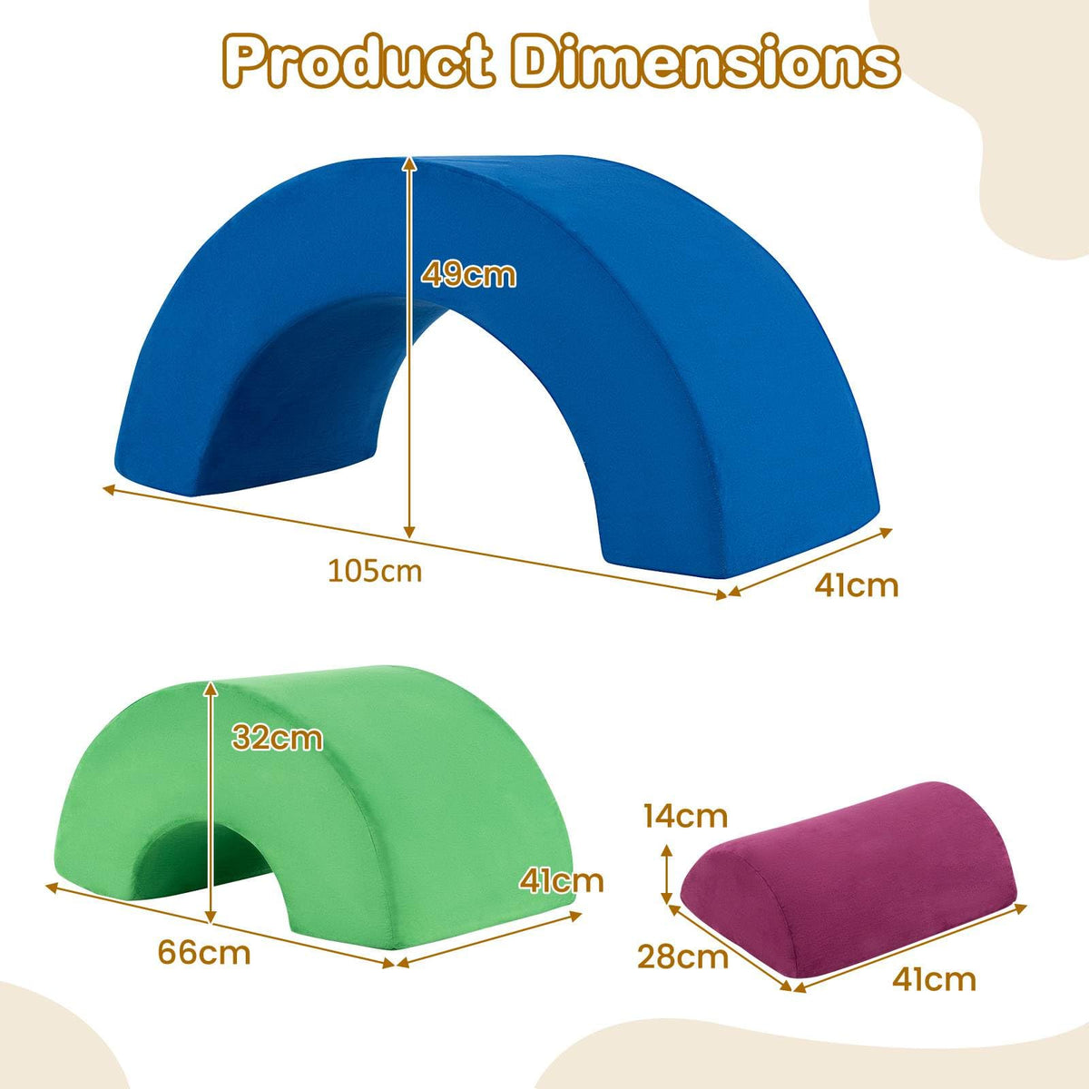 3 Piece Toddlers Climbing Toys with Elastic Filling