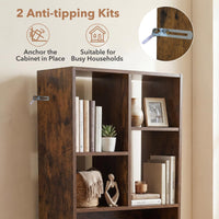 180cm Tall Freestanding Bookcase with Drawer and 2 Anti-Tip Kits for Home Office