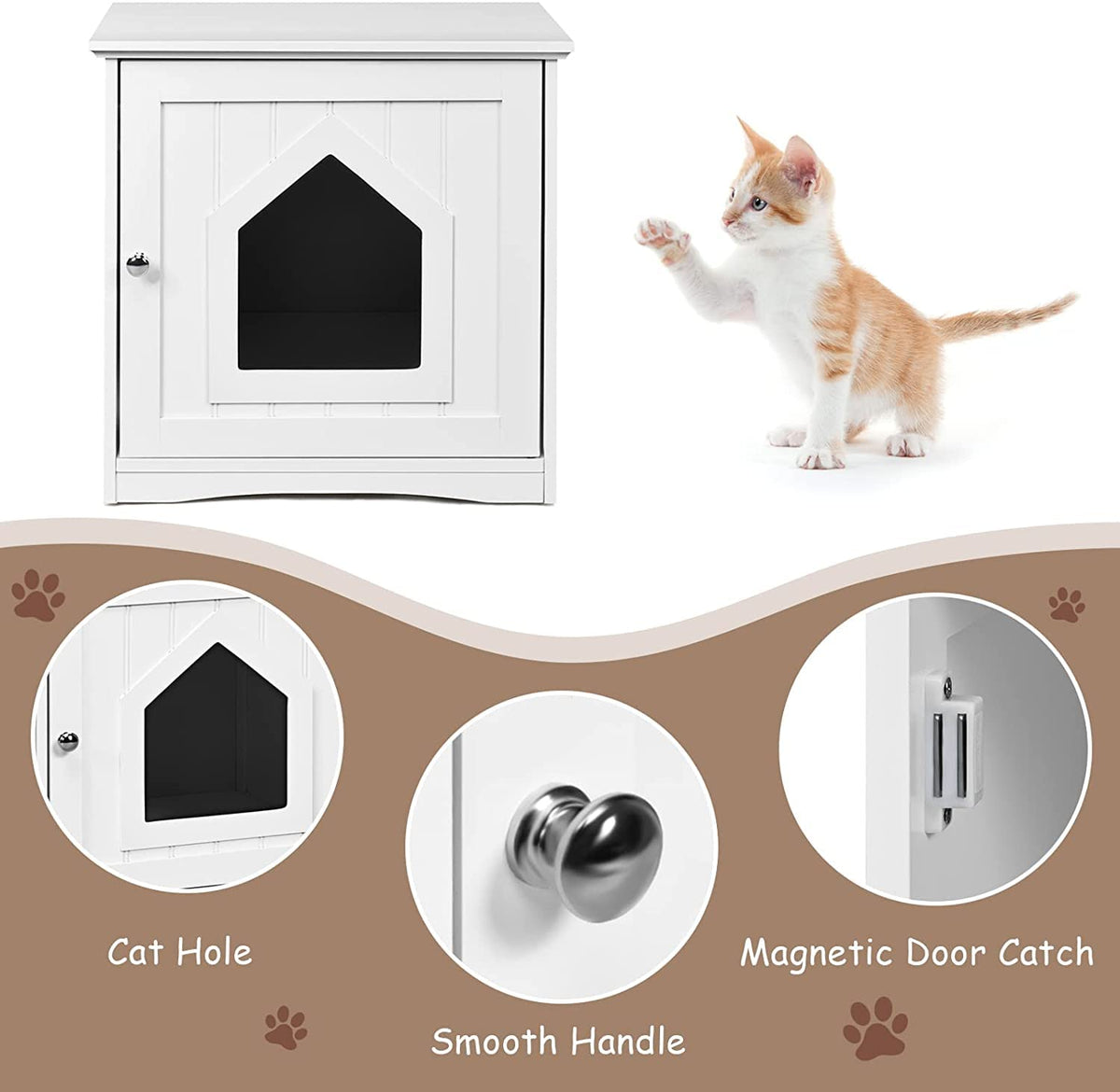 Cat Litter Box Enclosure, Covered Enclosed Kitty Litter Box Square