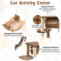 Modern Cat Tree Tower, Multi-level Cat Activity Center with Top Perch, Large Hammock, Cozy Condo