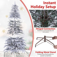 180/210cm Flocked Cypress Christmas Tree, Pre-Lit, Hinged