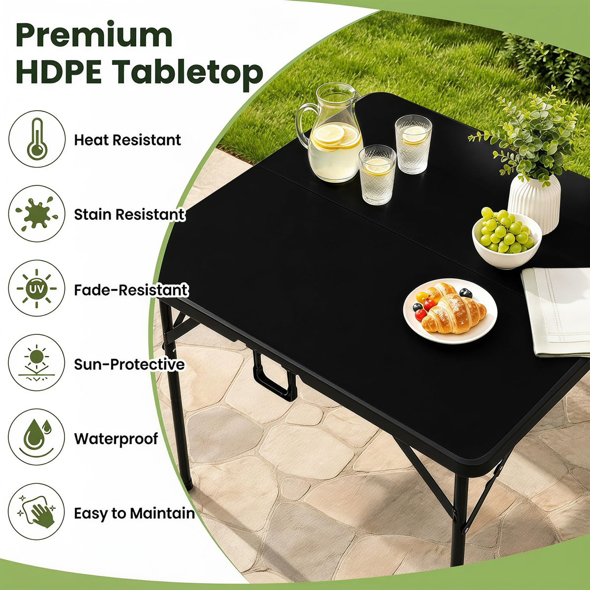 34” Folding Table, Square Foldable Card Table