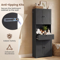 Tall Bathroom Cabinet, Freestanding Storage Cabinet with 4 Doors & 1 Drawer