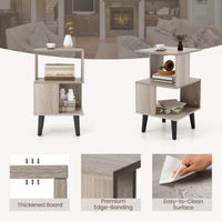 3-Tier Geometric Bookshelf Set of 2, Modern Asymmetrical End Table
