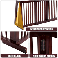 3 Panel Folding Wood Pet Slide Gate with Adjustable Length for Dogs