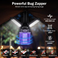 USB-C Rechargeable Outdoor Bug Zapper with Foldable Camping Lantern