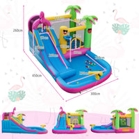 Inflatable Water Slide, Inflatable Jumping Castle w/680W Blower & 50 Ocean Balls for Indoor Outdoor