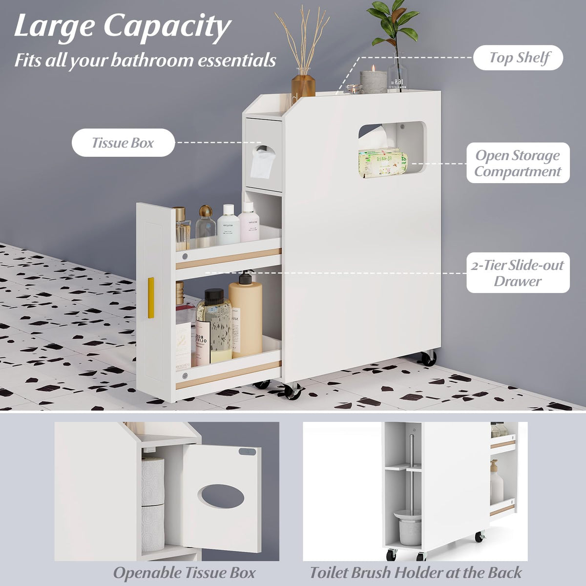 Giantex Narrow Slim Bathroom Storage Cabinet 16 CM with Slide Out Drawer