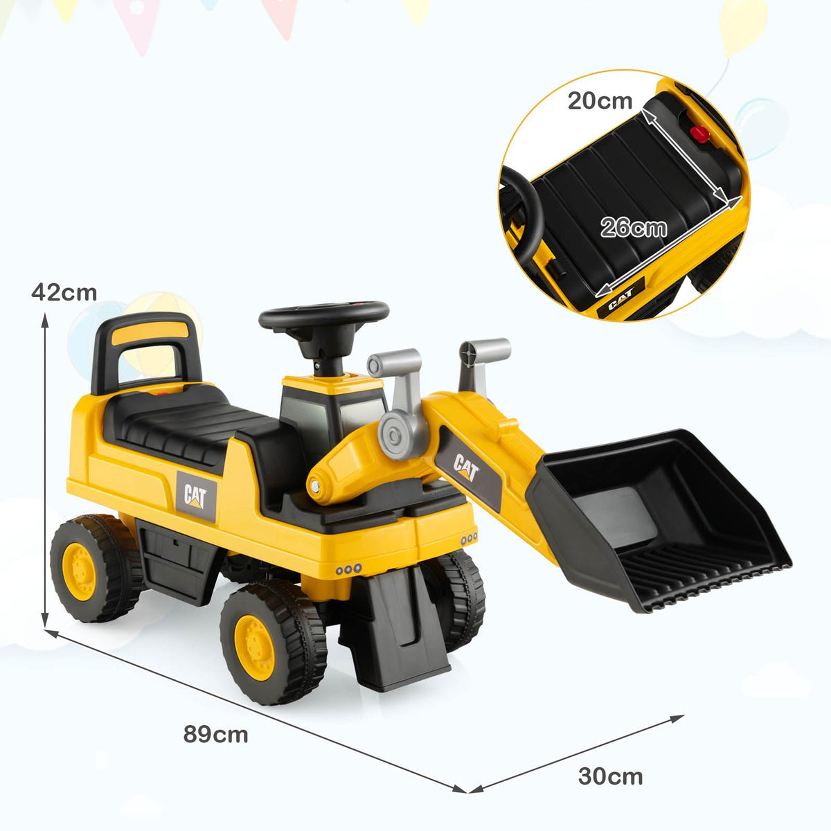 Kids Ride-on Excavator Construction Bulldozer Truck with Adjustable Bucket