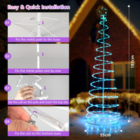 1.83M Spiral Christmas Tree with 135 LED Lights & APP Control