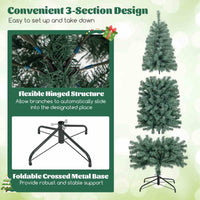 Pre-Lit Blue Artificial Slim Pencil Hinged Holiday Christmas Tree with 9 Modes LED Lights