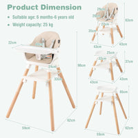 6-in-1 Convertible Wooden Baby High Chair