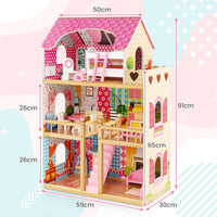 Toddler Fully Furnished Playhouse with 3 Stories for Kids
