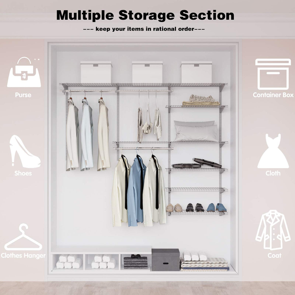 Giantex 4-to-6-Foot Custom Closet Organizer System Kit, Smart Closet Organizer System