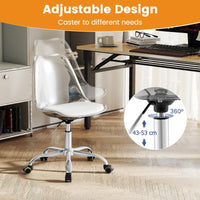 Armless Rolling Office Chair with Swivel Seat and PU Leather Cushion