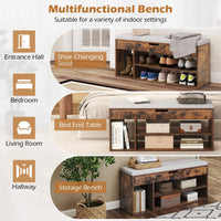 Shoe Bench w/Padded Seat, Shoes Rack w/Hidden Storage