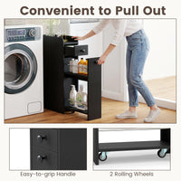 Giantex Slim Storage Cabinet, Narrow Bathroom Cabinet w/Slide Out Drawer & Spacious Top