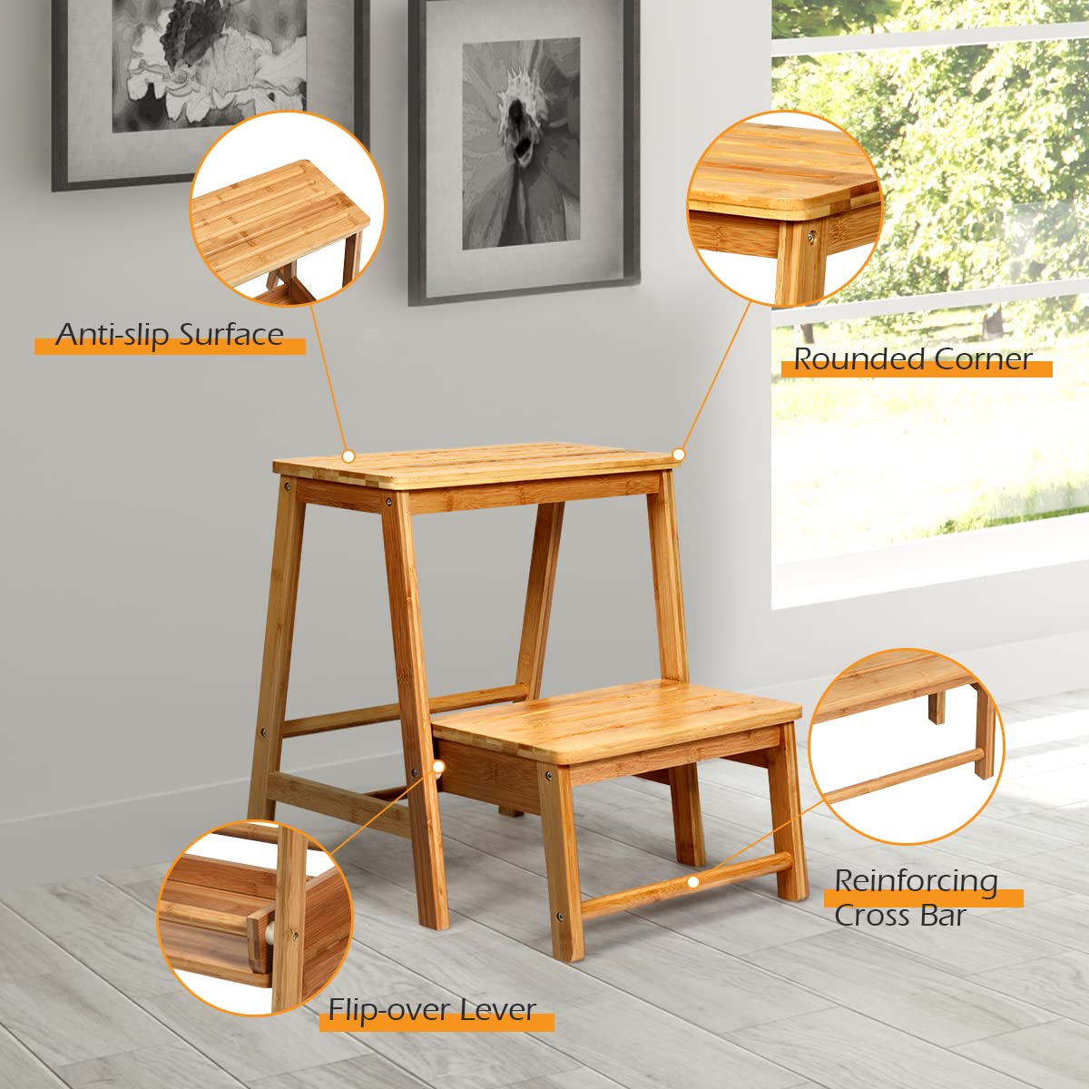 Bamboo discount folding stool