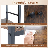 Industrial Tall Bookshelf with 3-Tier Shelves and 2-Door Cabinet for Living Room