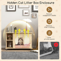 Cat Litter Box Enclosure w/Sisal Scratching Doors, Adjustable Metal Feet