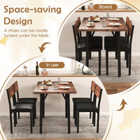 5-Piece Dining Table Set Industrial Kitchen Table and 4 PU Leather Upholstered Chairs