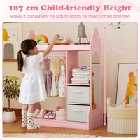 Kids Clothing Rack with Mirror and Cloth Hanger for Kids Room