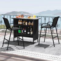 3 Piece Outdoor Bar Set, Patio Bar Height Table & Chairs