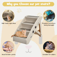 4 Steps Folding Dog Ramp Stairs, Portable Pet Climbing Ladder
