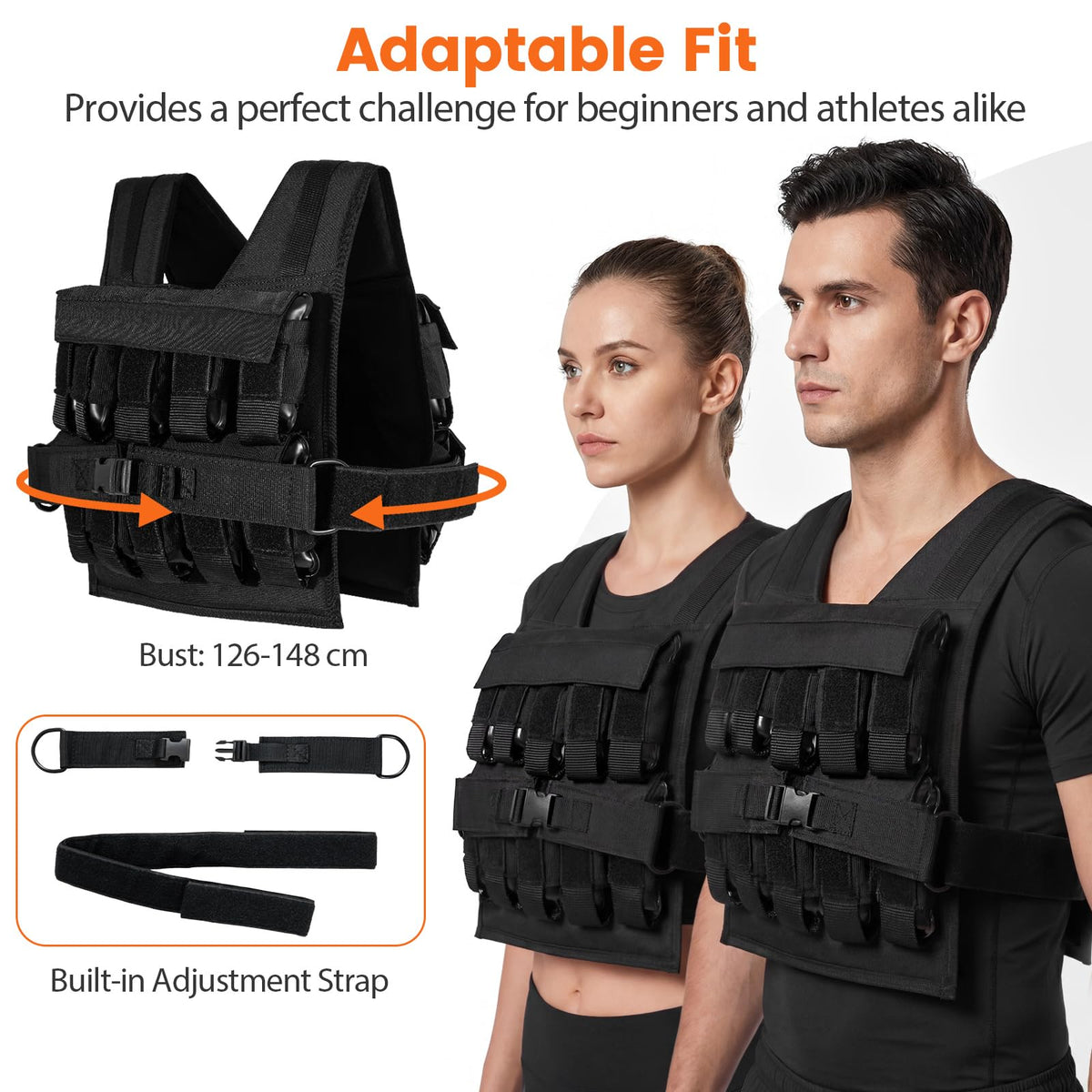20 Kg Weight Vest with Removable Iron Weights for Strength Training and Running