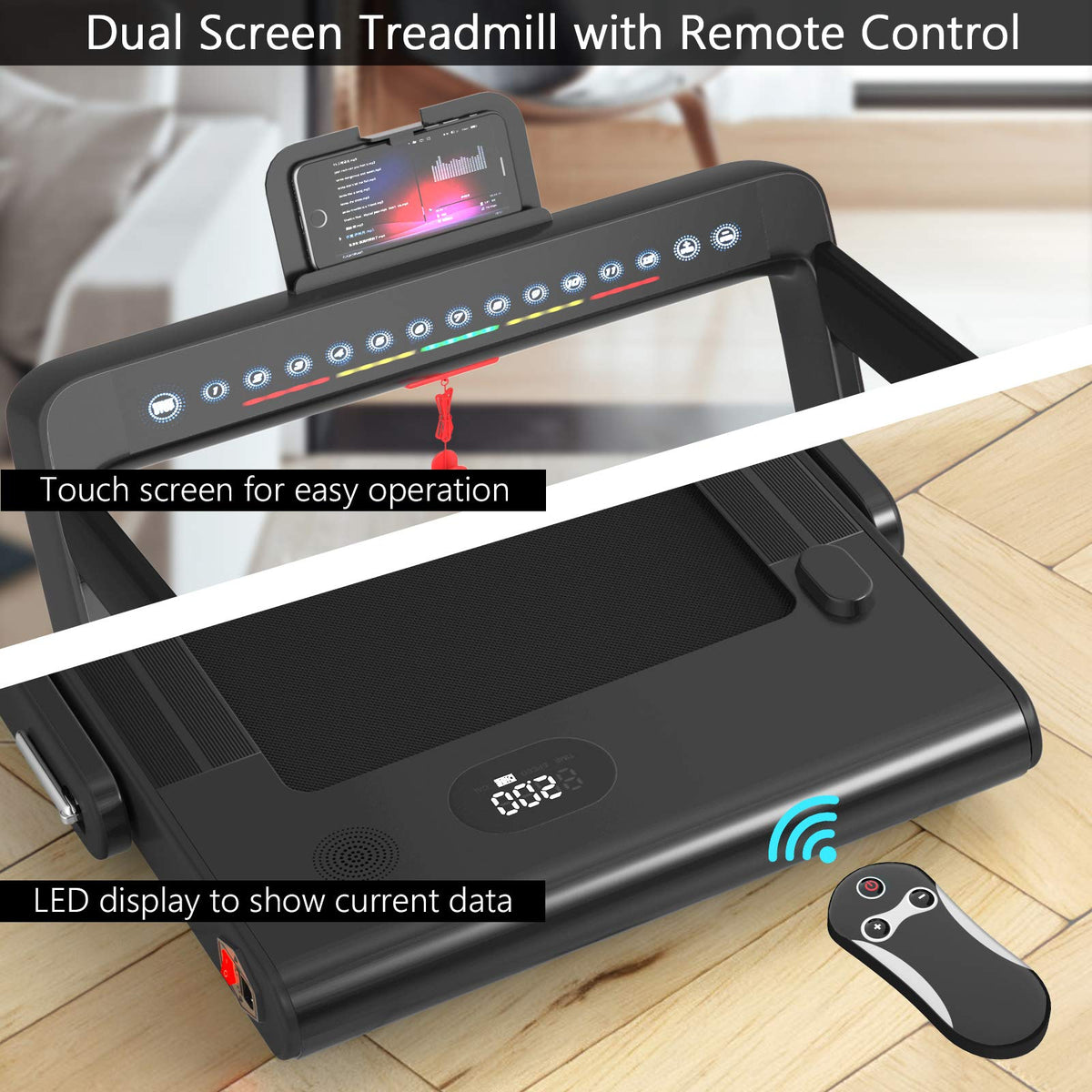 2.25HP Under Desk Walking Pad with LED Display, APP & Remote Control