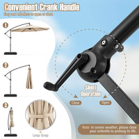 3M Offset Hanging Umbrella with Base Patio Cantilever Umbrella