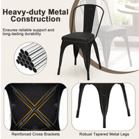 Metal Dining Chair Set of 4 Stackable Kitchen Chairs Cafe Restaurant Chairs