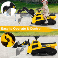 3-in-1 Kid Ride on Tractor w/Adjustable Arms, Electric Excavator Bulldozer Toy Road Roller