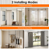 Room Divider Curtain Rod with Adjustable Floor for Apartment and Bedroom