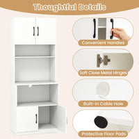 Giantex Pantry Cabinet with Power Outlets, Freestanding Narrow Kitchen Hutch
