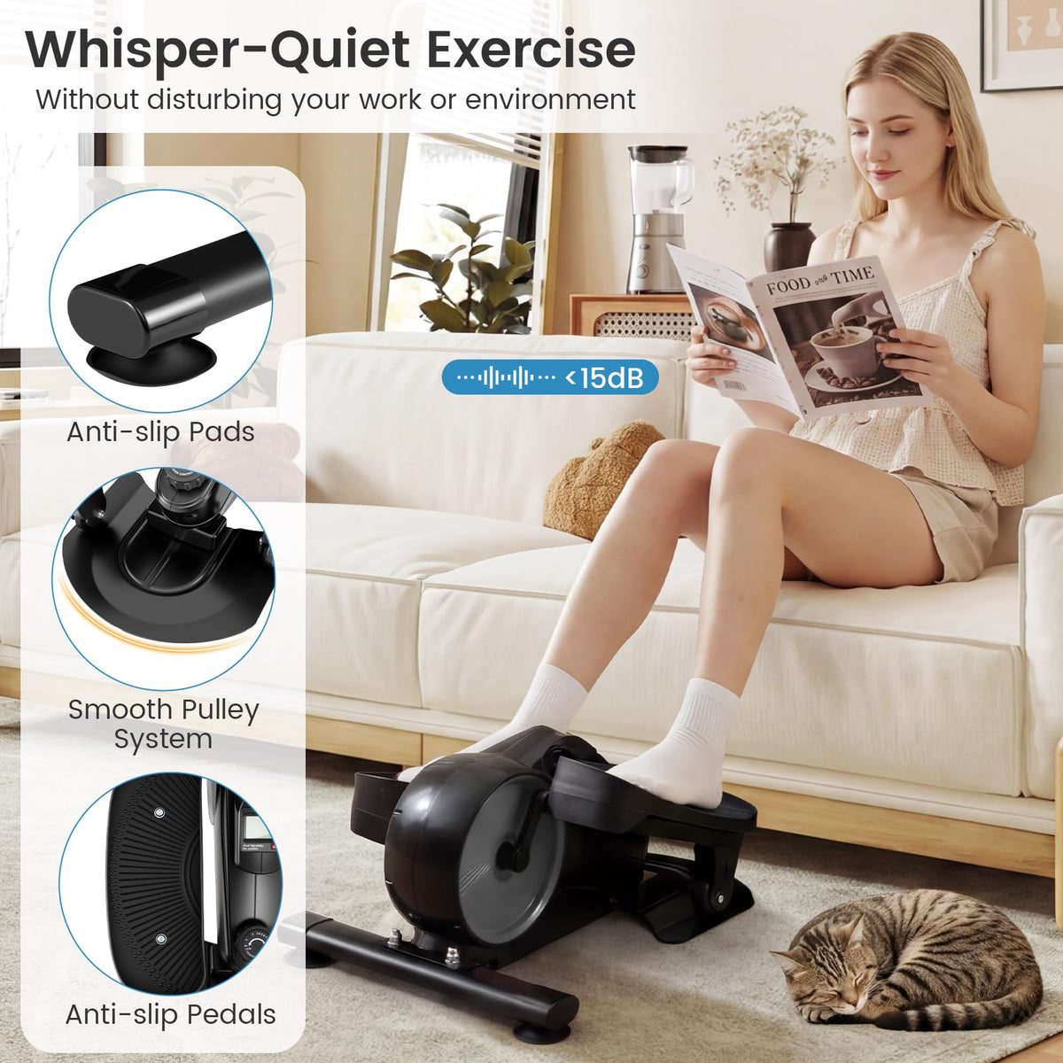 Under Desk Elliptical Pedal Exerciser, Adjustable Magnetic Resistance