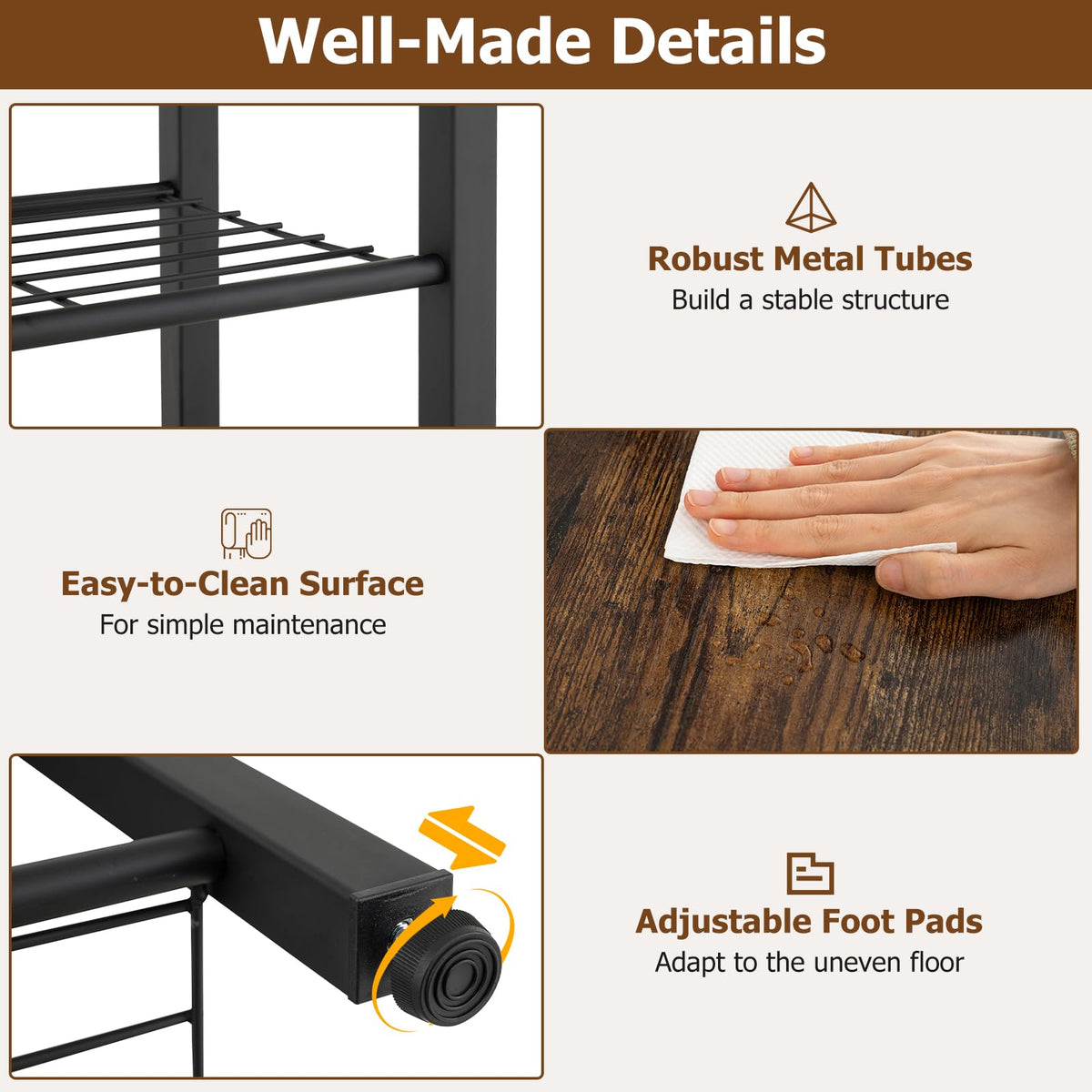 4-In-1 Hall Tree with Console Table and Shoe Rack