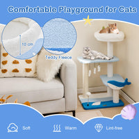 Ocean-Themed Cat Tree, 3-Level Cat Tower w/Sisal Covered Scratching Posts