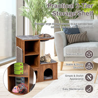 Giantex Stable Cat Tree, Climbing Tree with Sisal Scratching Mat & Plush Seat Hollows & Cave