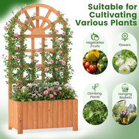 Wooden Raised Garden Bed with Trellis, 121/182 cm Outdoor Planter Box w/Privacy Screen