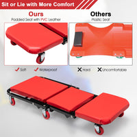 2-in-1 Rolling Creeper Seat, Folding Creeper w/PVC Padded Seat