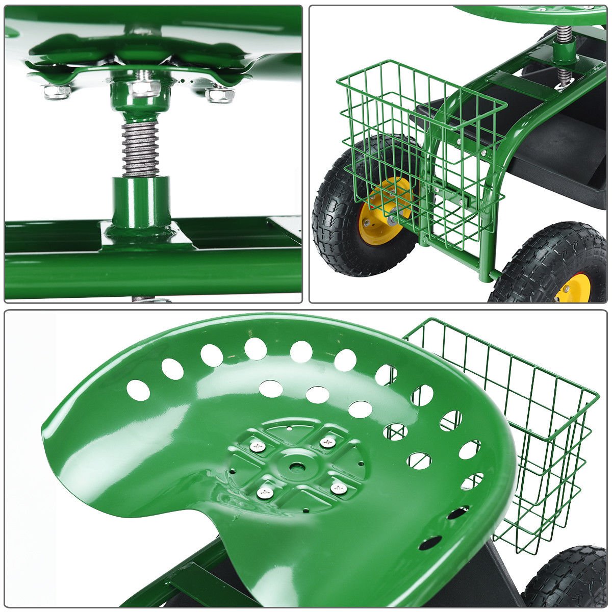Giantex Rolling Garden Work Seat, 360 Swivel Gardening Workseat with Wheels