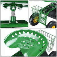 Giantex Rolling Garden Work Seat, 360 Swivel Gardening Workseat with Wheels