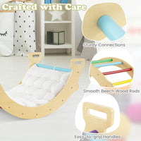 4-In-1 Wooden Kids Climber Arch Rocker with Cushion Montessori Toy
